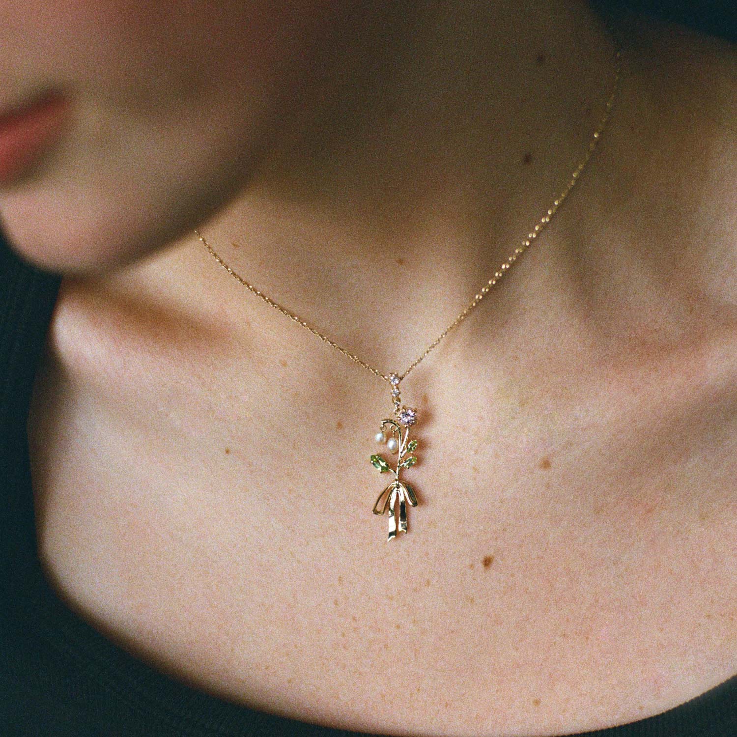 Catbird x Vito&rsquo;s Gems - Terrace Tourmaline Rose and Diamond Pendant
