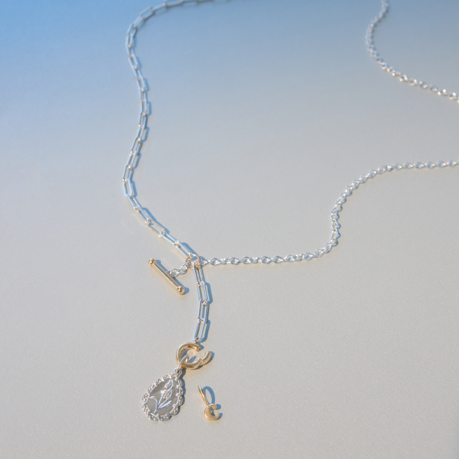 1976 Silver & Gold Toggle Lariat | Catbird NYC