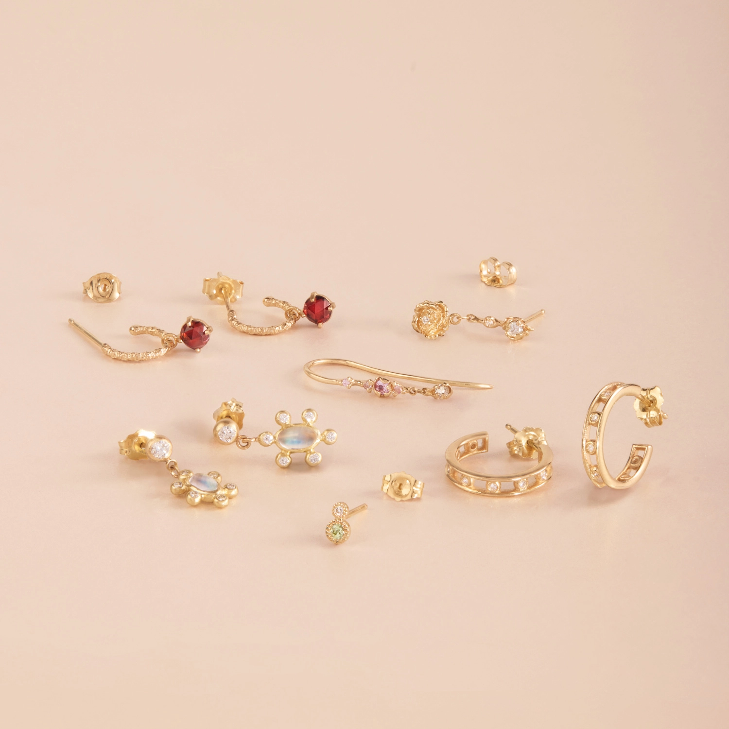 Jennie Kwon - Diamond & Green Sapphire Duo Stud (single)