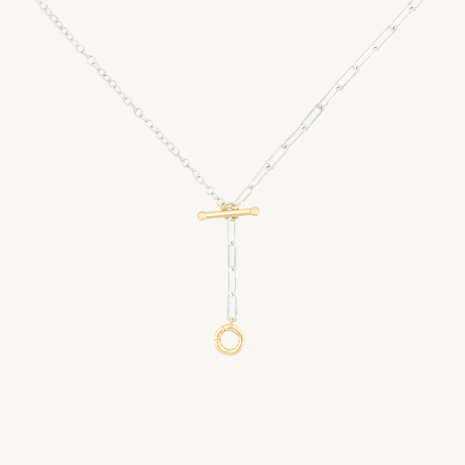 1976 Silver & Gold Toggle Lariat | Catbird NYC