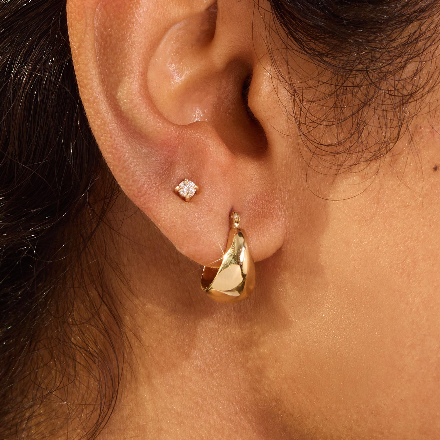 Catbird Jewelry - Coupe Gold Dome Hoop (single)