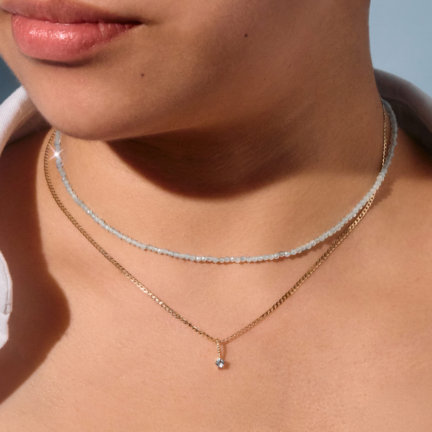 New Tide Aquamarine Choker, 10k Gold | Catbird NYC