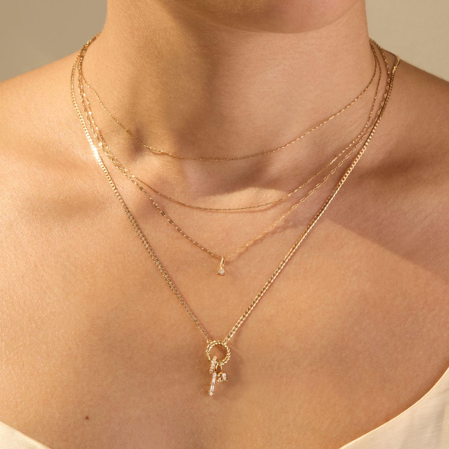 Catbird Jewelry - Pointelle Diamond Baguette Charm