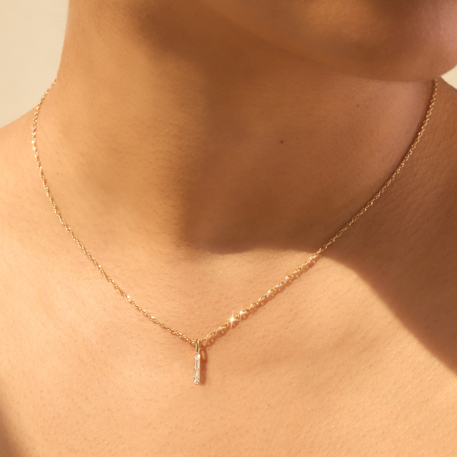 Catbird Jewelry - Pointelle Diamond Baguette Charm