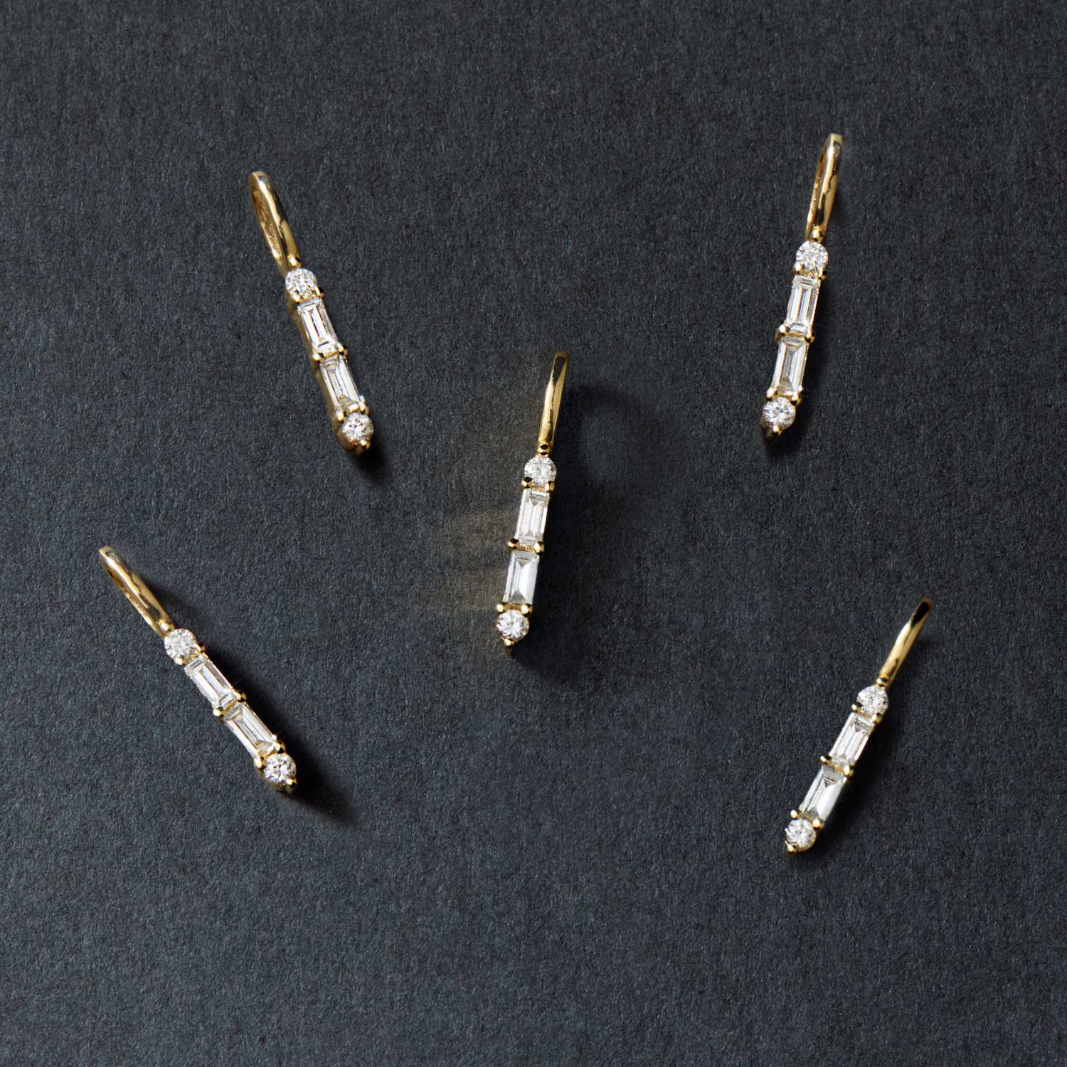 Catbird Jewelry - Pointelle Diamond Baguette Charm