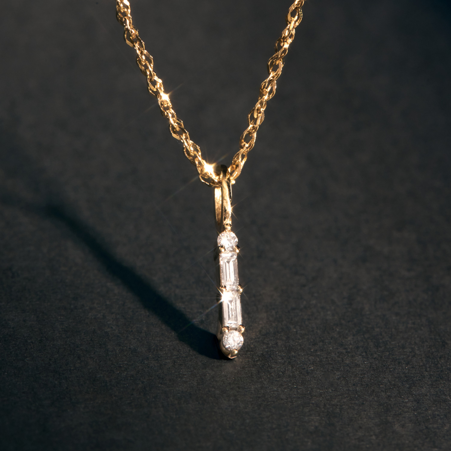 Catbird Jewelry - Pointelle Diamond Baguette Charm