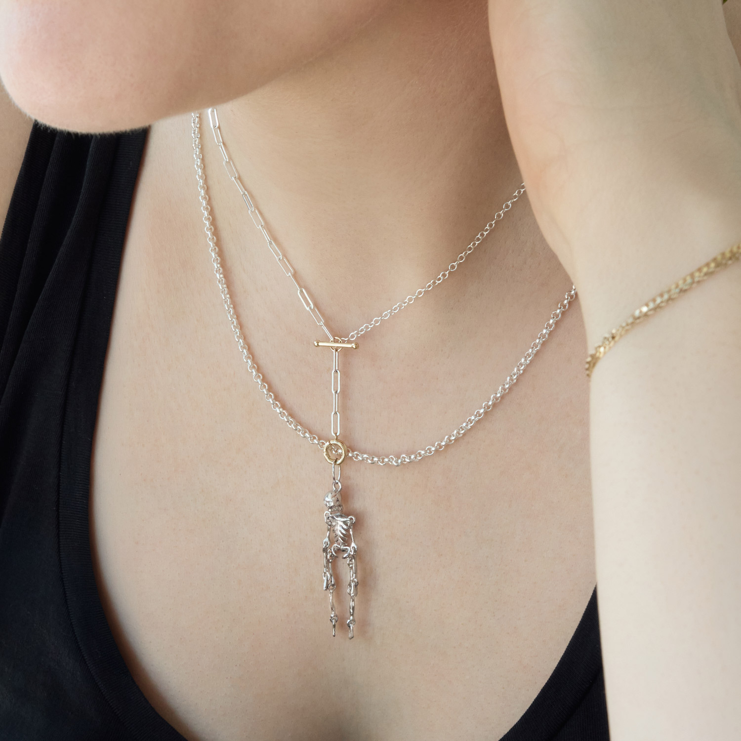 1976 Silver & Gold Toggle Lariat | Catbird NYC
