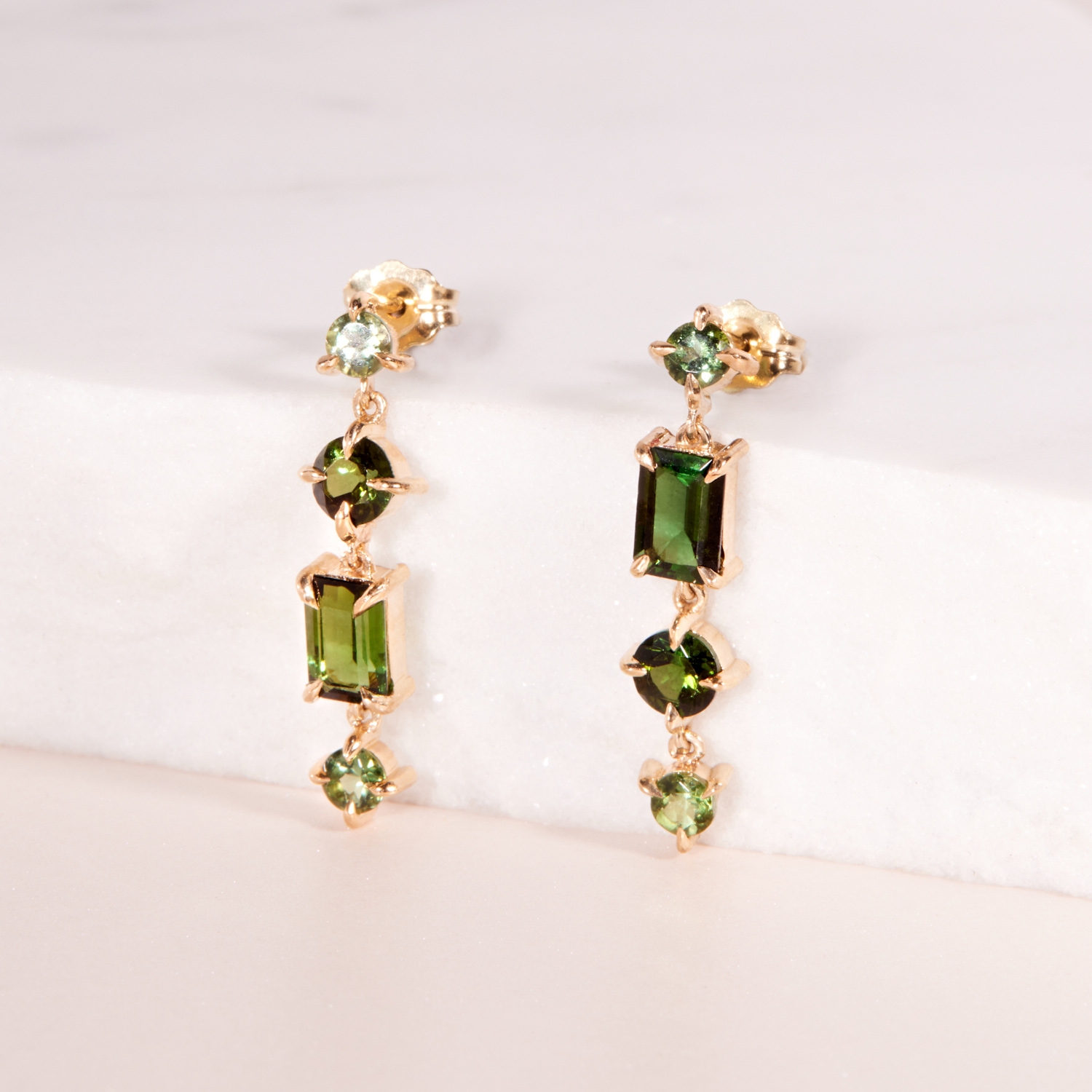 Catbird Jewelry - Pastille Tourmaline Grand Earrings, Rind Green (pair)