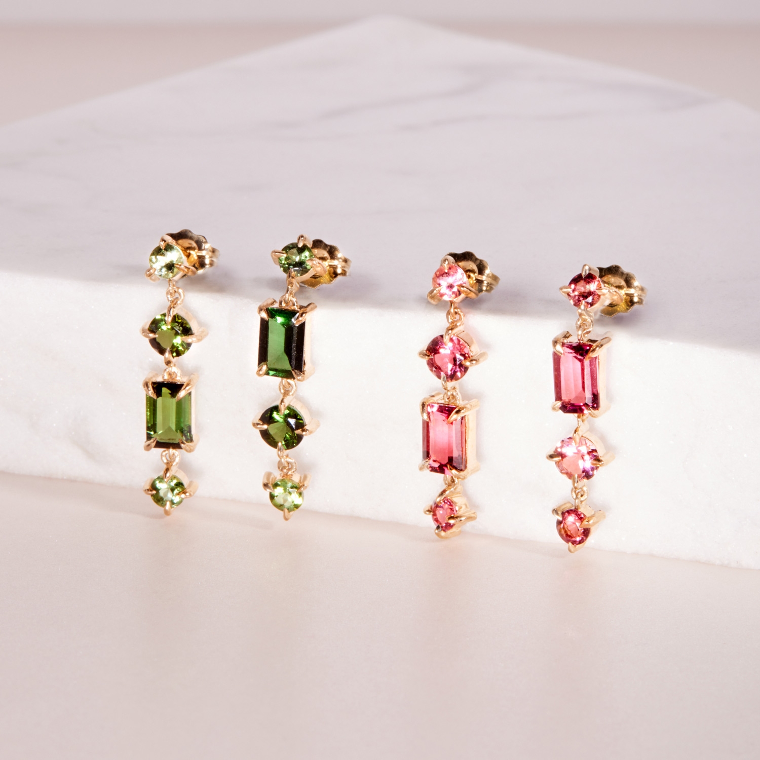Catbird Jewelry - Pastille Tourmaline Grand Earrings, Rind Green (pair)
