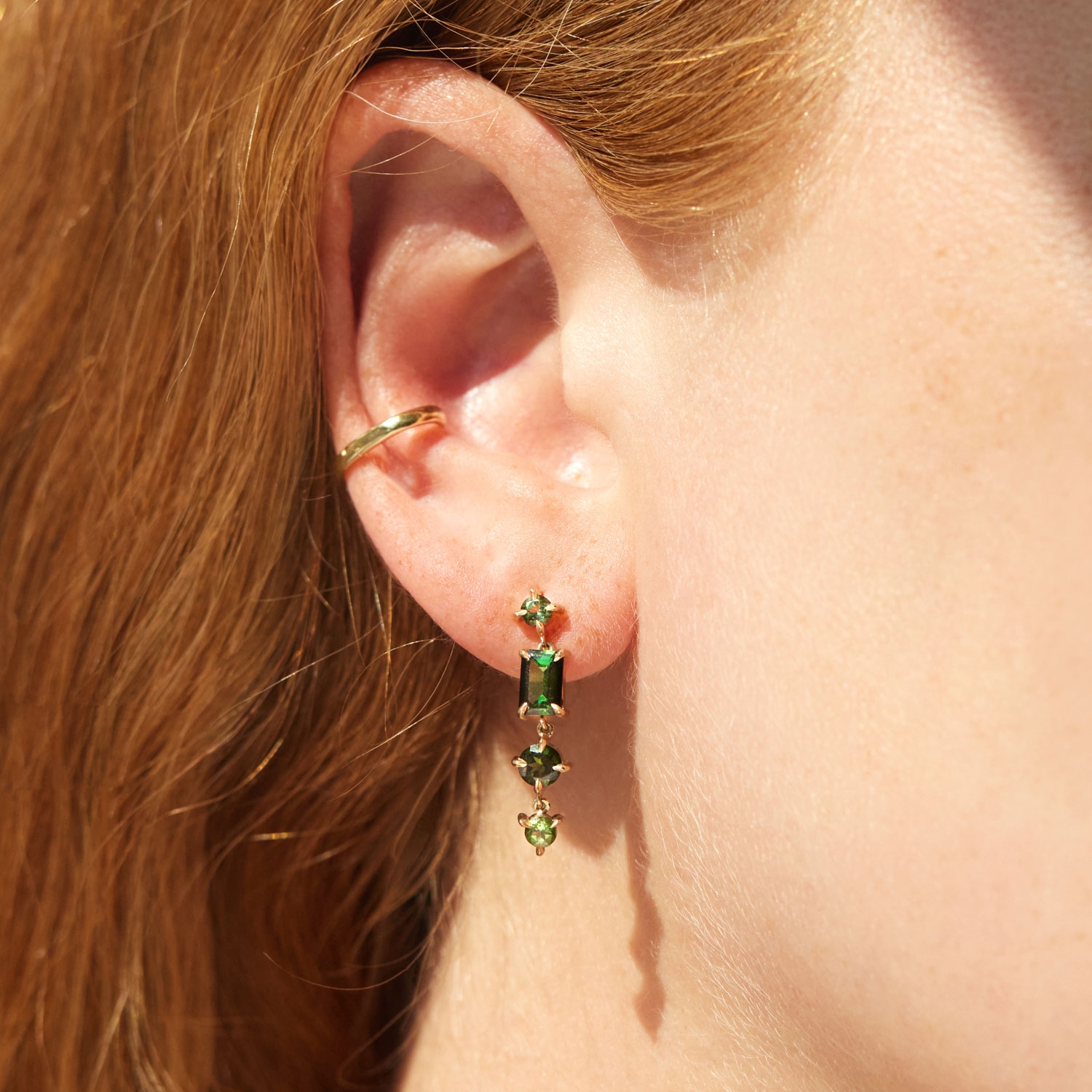 Catbird Jewelry - Pastille Tourmaline Grand Earrings, Rind Green (pair)