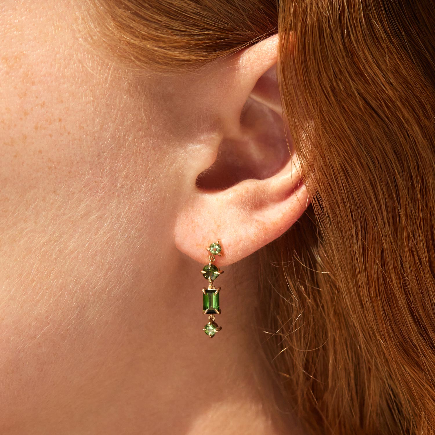 Catbird Jewelry - Pastille Tourmaline Grand Earrings, Rind Green (pair)