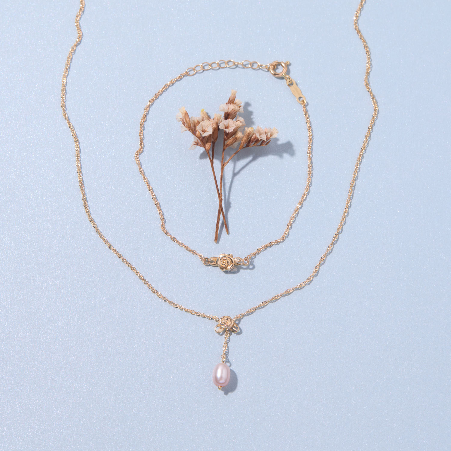 Rosette and Pearl Gold Necklace | Catbird NYC