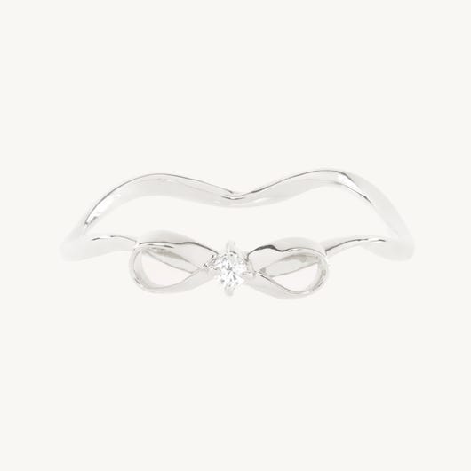 Lovesick Diamond Bow Ring, Silver