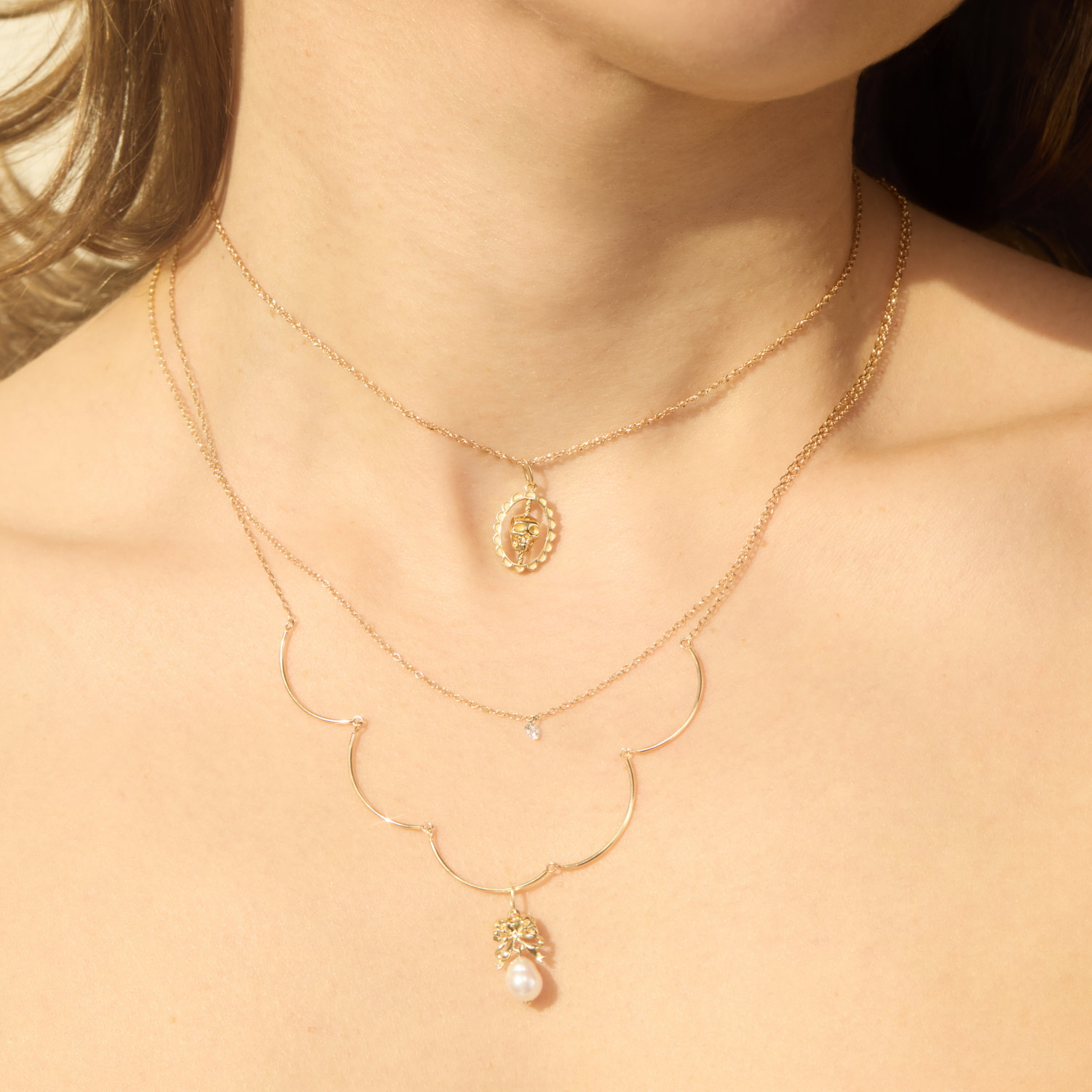 Laufey x Catbird - Theater Curtain Necklace, Yellow Gold
