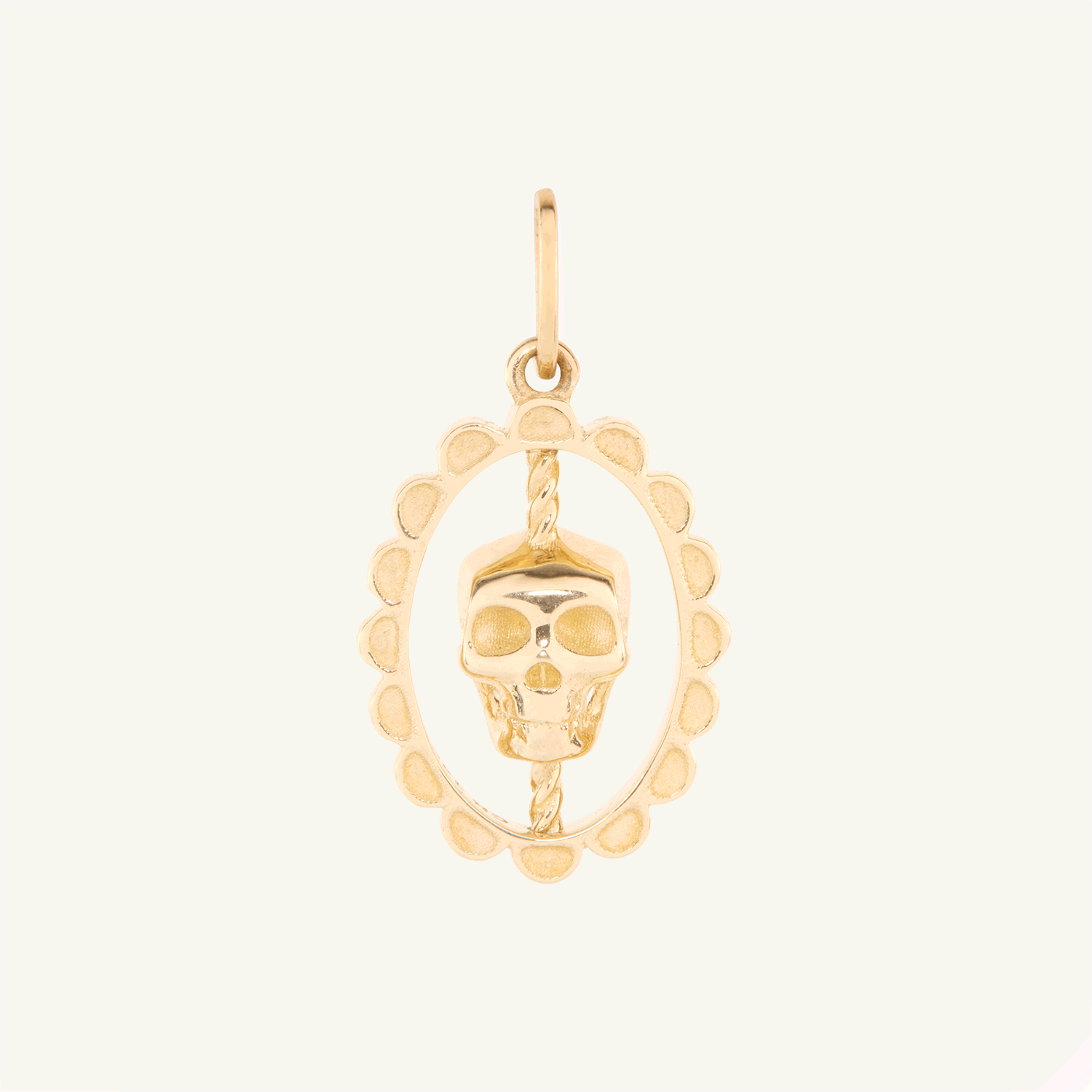 Laufey x Catbird - Love You Forever Skull Spinner Charm, Yellow Gold