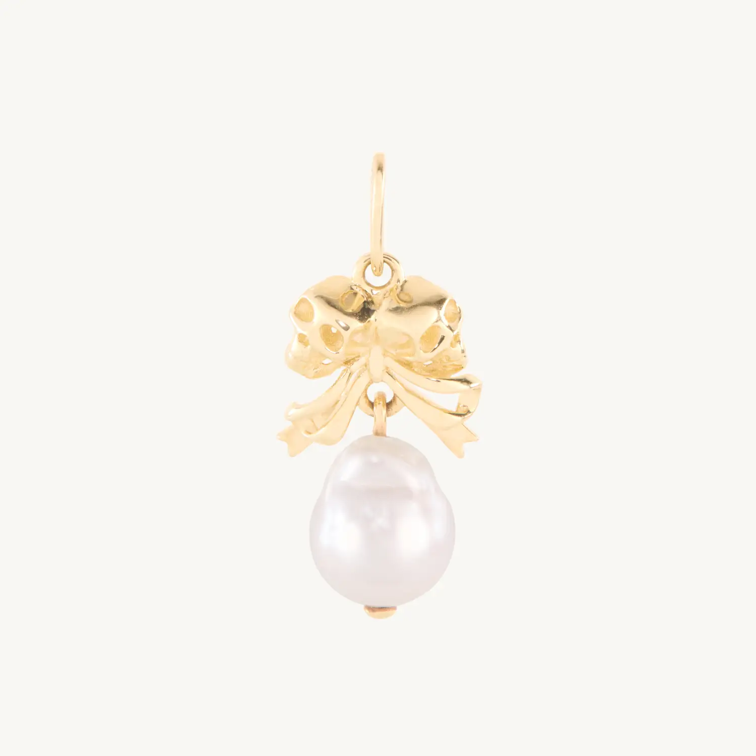 Laufey x Catbird - Love You Forever Skull & Pearl Charm, Yellow Gold