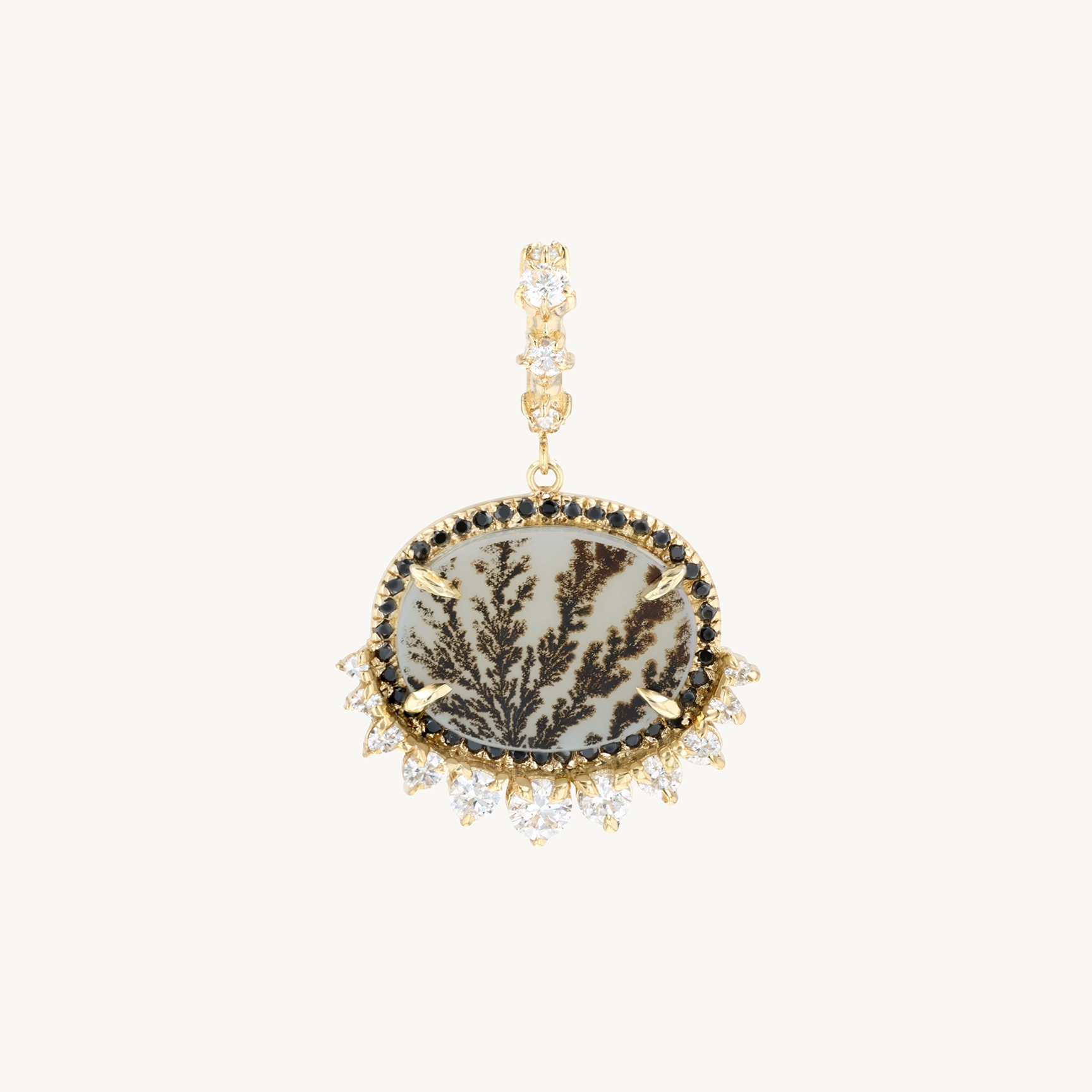 Catbird x Vito&rsquo;s Gems - Franz's Oval Moss Agate and Diamond Pendant