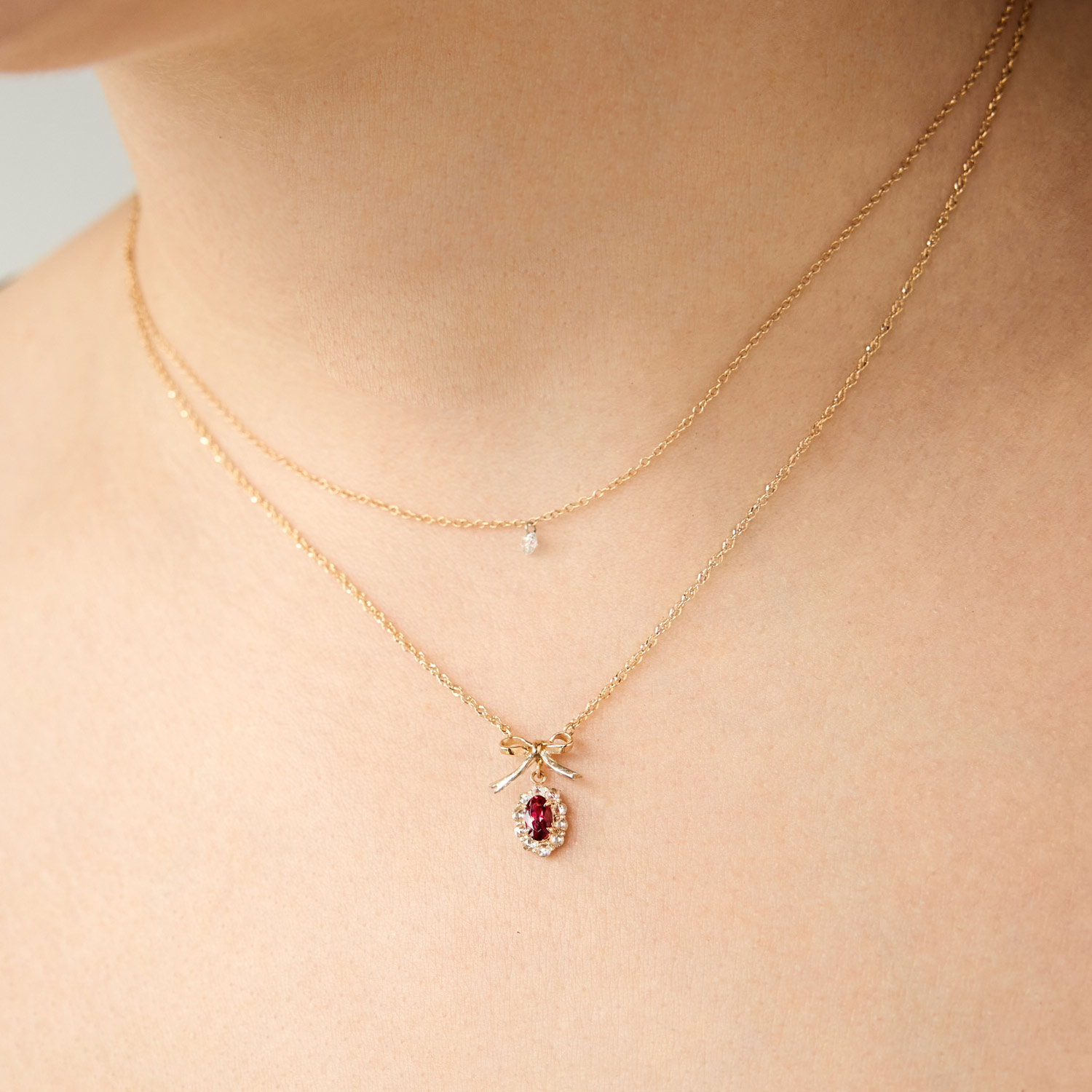Catbird x Vito&rsquo;s Gems - Vito's Red Spinel Charming Bow Necklace