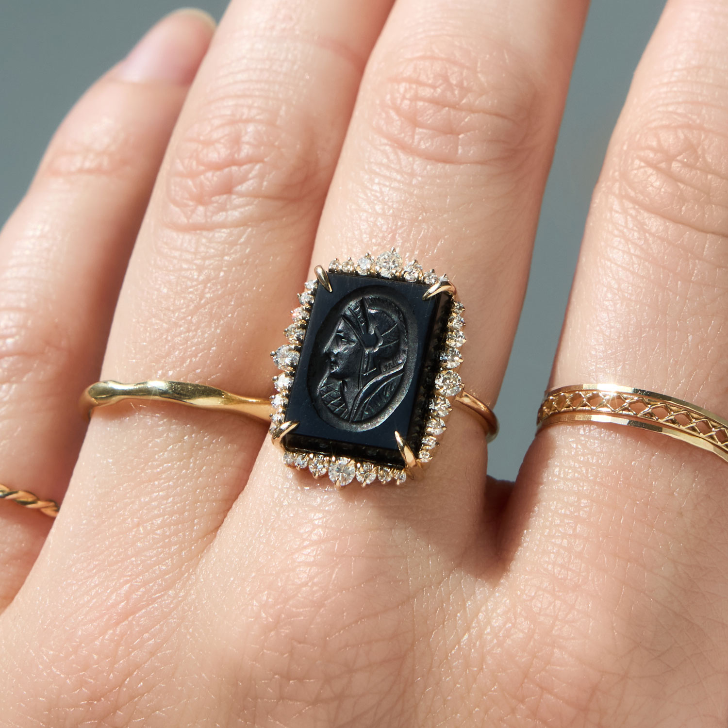 Catbird x Vito&rsquo;s Gems - Demuth Tablet Intaglio and Diamond Ring