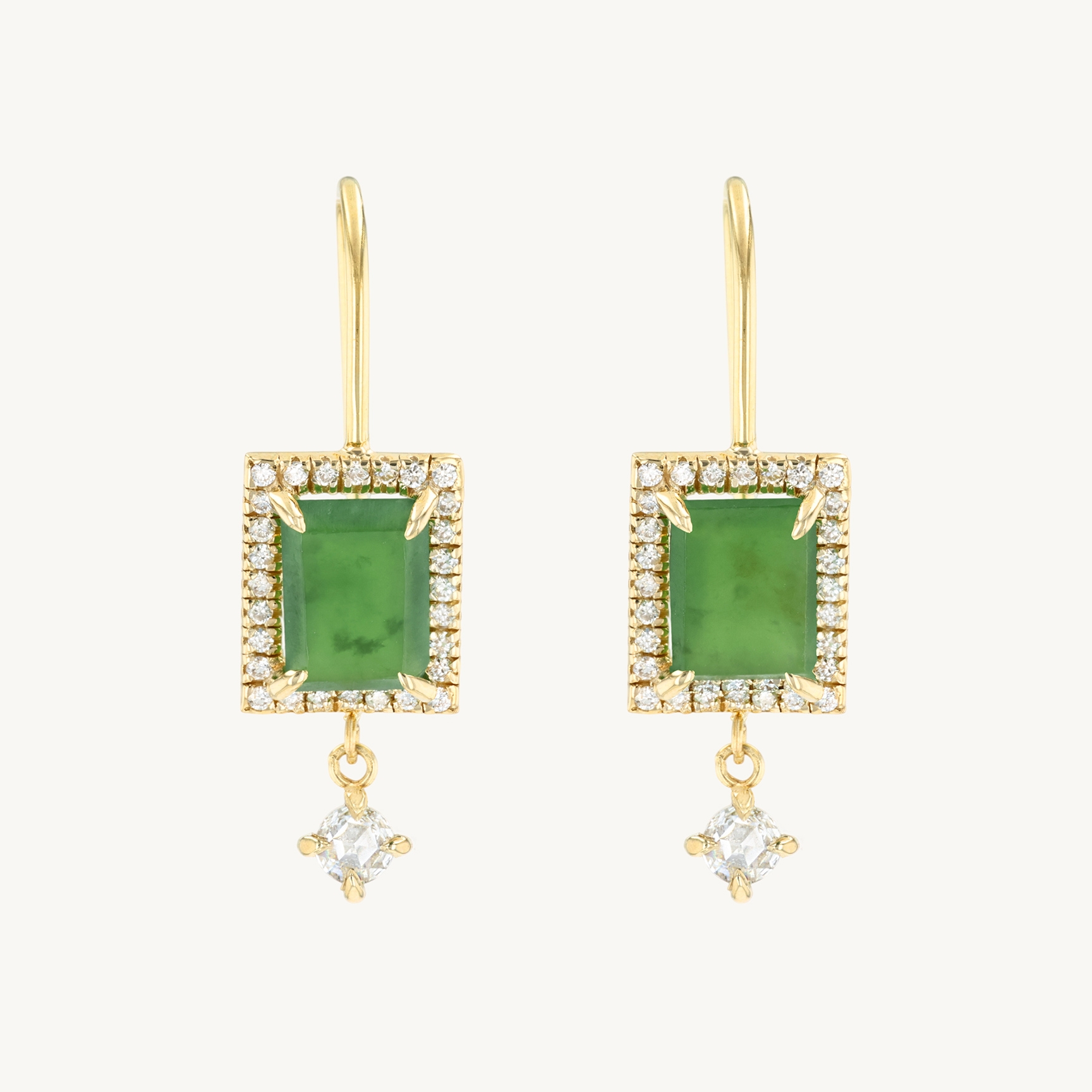 Catbird x Vito&rsquo;s Gems - Julia's Jade and Diamond Drop Earrings (pair)