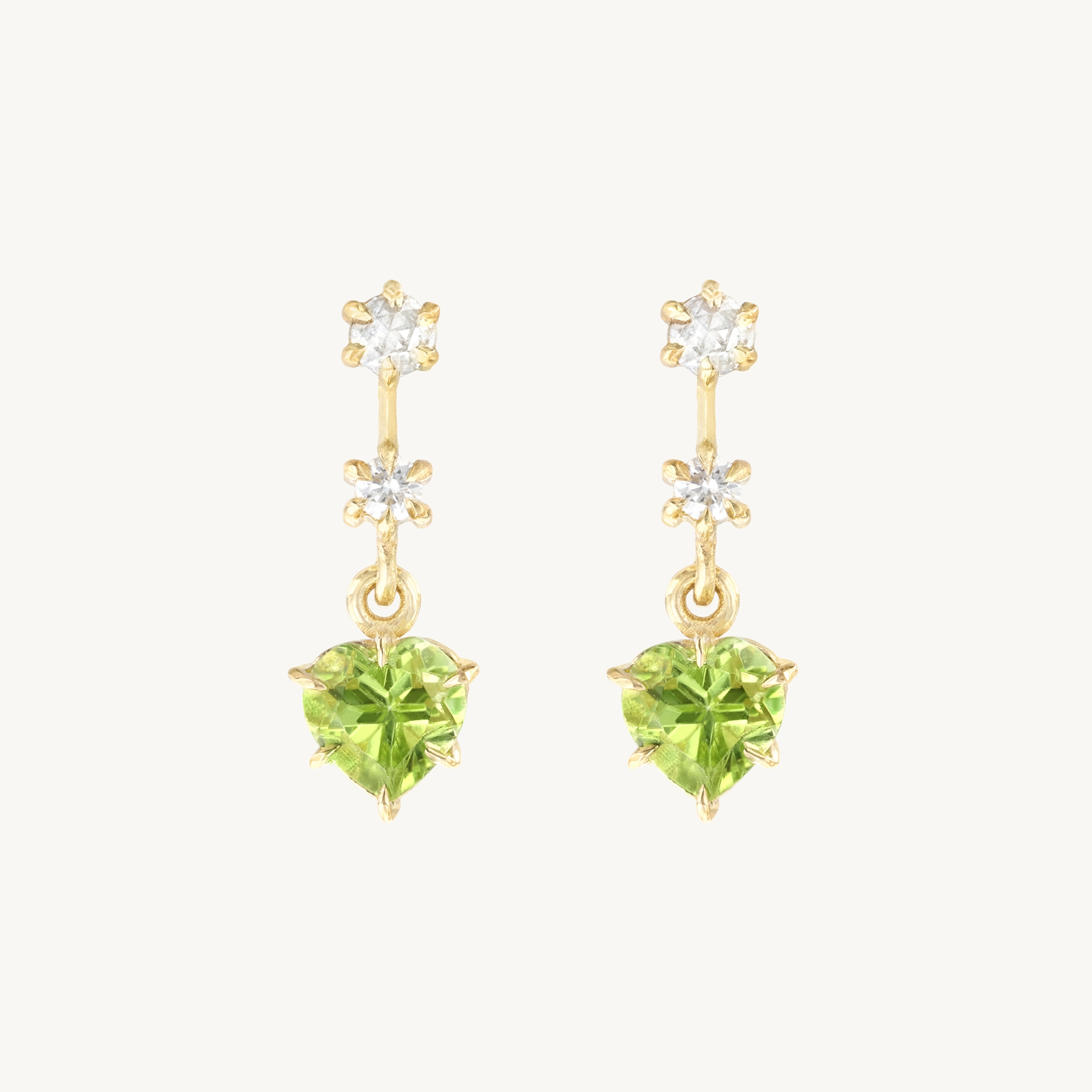 Catbird x Vito&rsquo;s Gems - Vito&rsquo;s Big Heart Peridot and Diamond Earrings (pair)