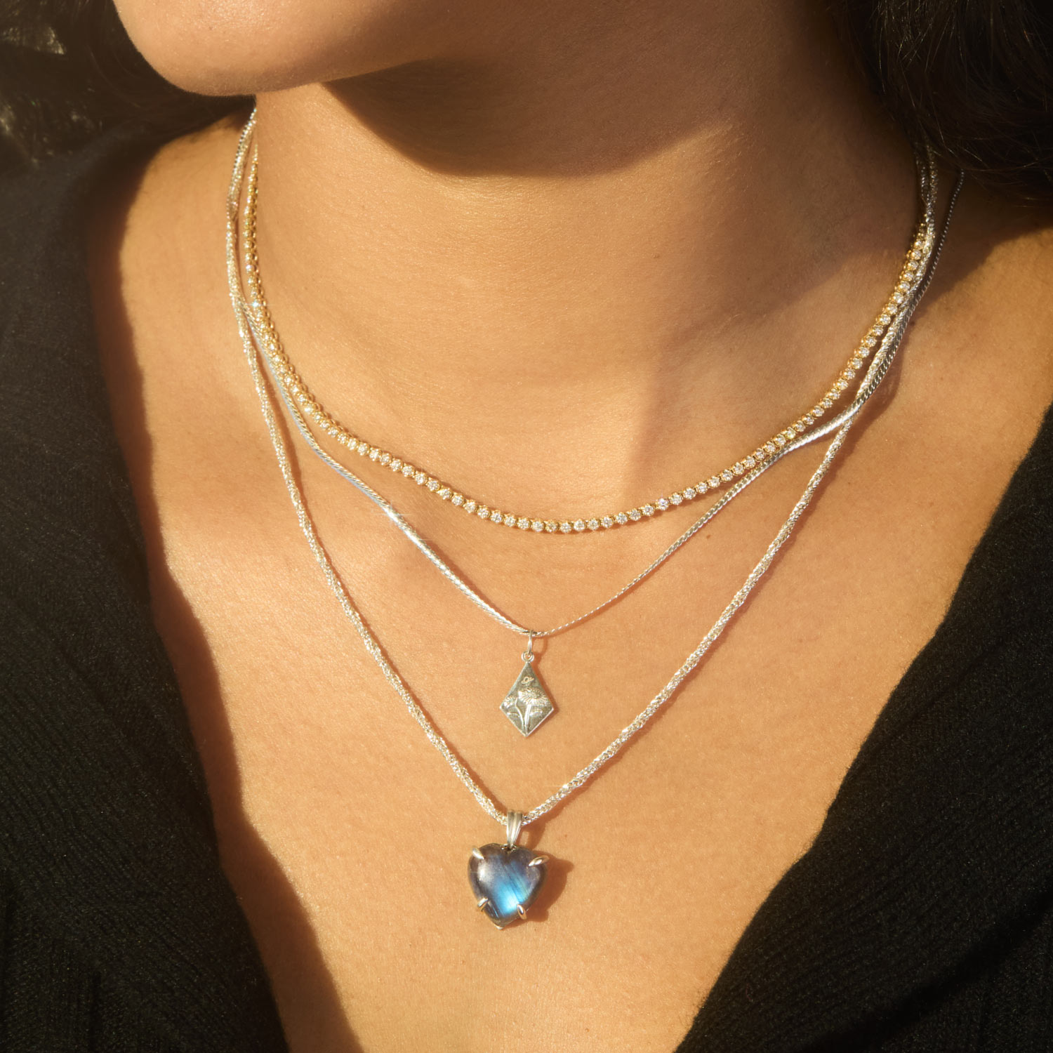 Afterglow Heart Silver Pendant | Catbird x Heidi Bivens