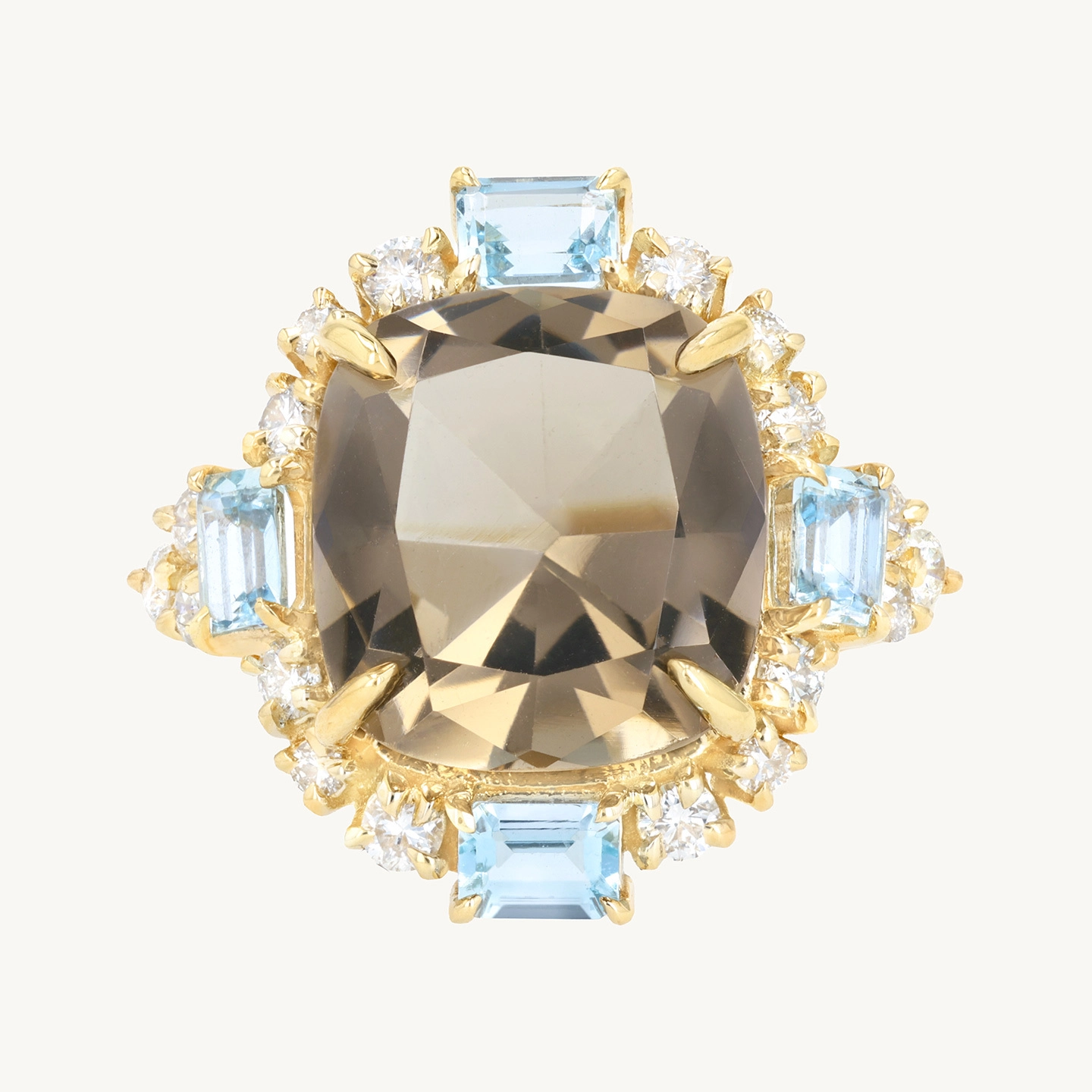 Catbird x Vito&rsquo;s Gems - Franz&rsquo;s Aquamarine and Smoky Quartz Ring
