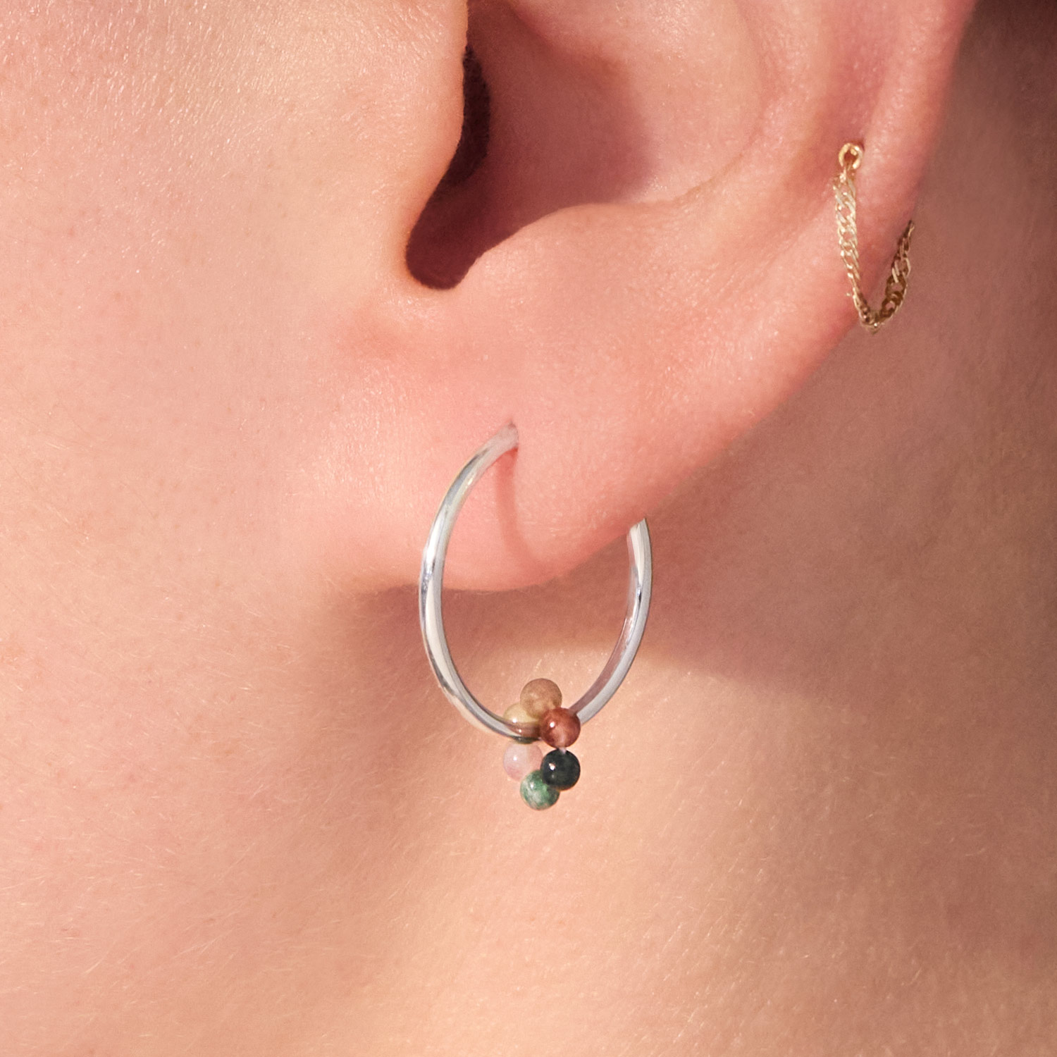 Agate Flower Silver Hoop (single) | Catbird NYC