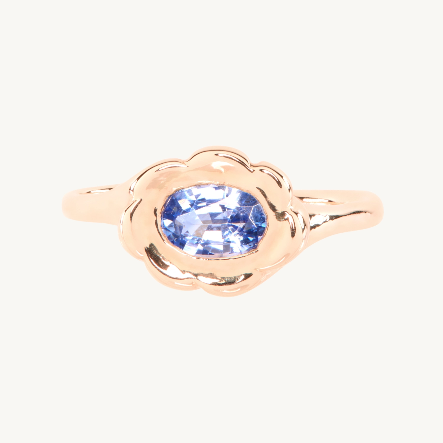 Twisty Croissant Blue Sapphire Floral Ring | Catbird NYC
