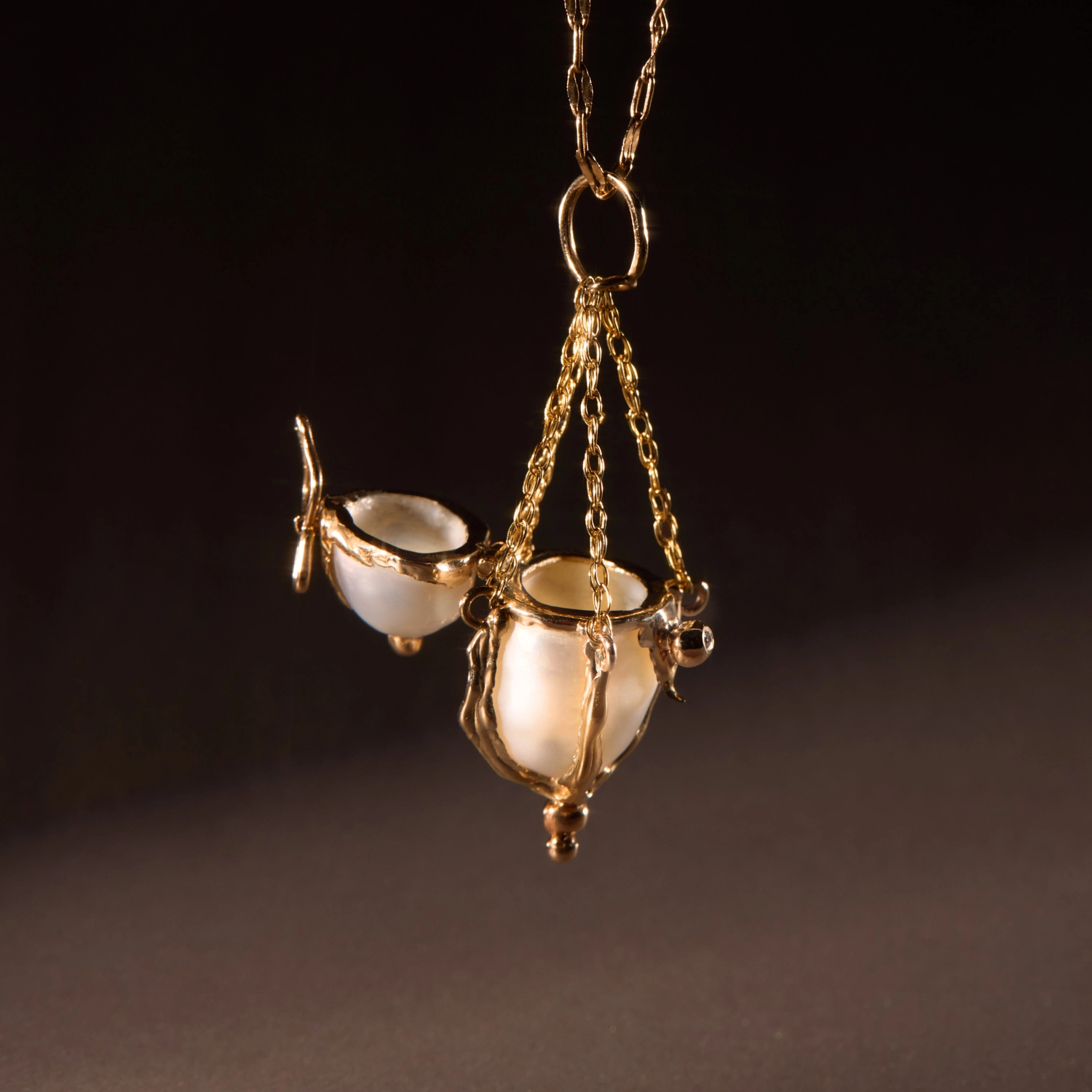 Sanct Desiderata - Pearl and Diamond Urn Pendant