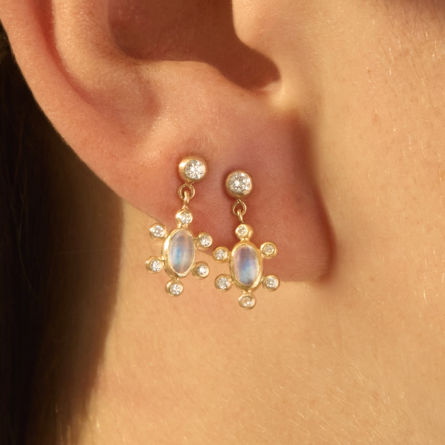 Van Betts Fine Jewelry - Piccola Stella Moonstone Earrings (pair)