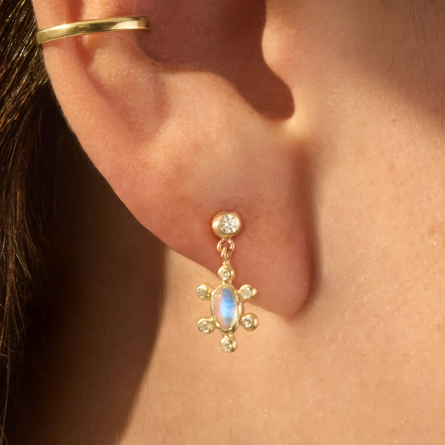 Van Betts Fine Jewelry - Piccola Stella Moonstone Earrings (pair)