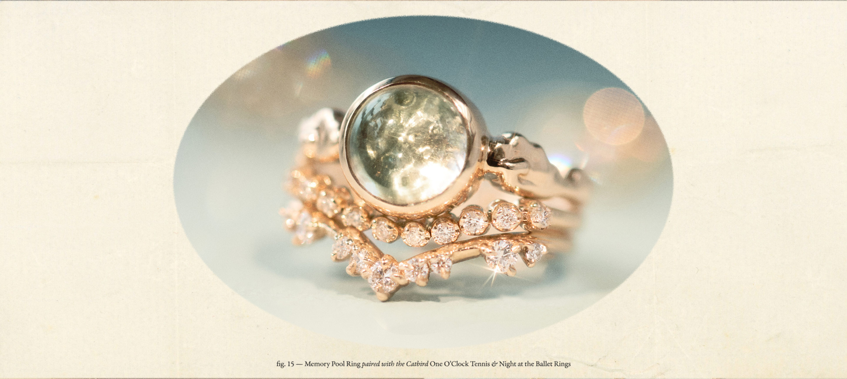 Memory Pool Ring paired with the Catbird One O Clock Diamond Tennis and Night at the Ballet Rings